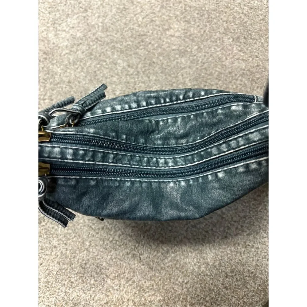 Boho Denim Look Crossbody faux leather bag